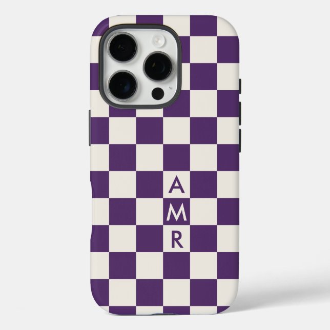 Monogramm Lila Creme Prüfmuster iPhone 16 Pro Hülle (Rückseite)