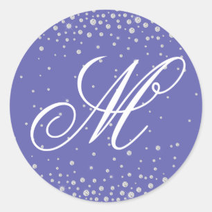 Monogramm lila Diamanten personalisiert Runder Aufkleber