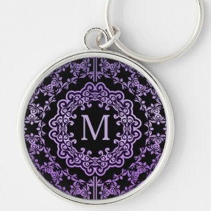 Monogramm Lila Filigree-Motif-Schlüsselkette Schlüsselanhänger
