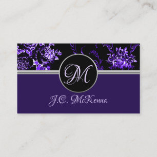 Monogramm Lila florale Visitenkarte 2