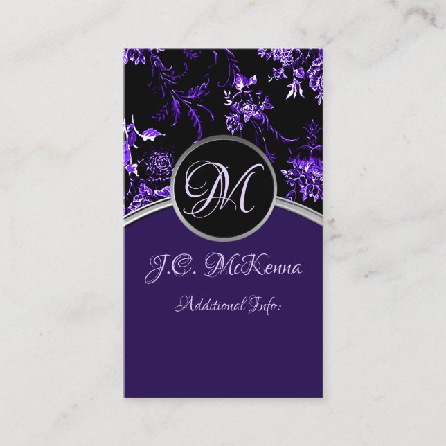 Monogramm Lila florale Visitenkarte 4 (Vorderseite)