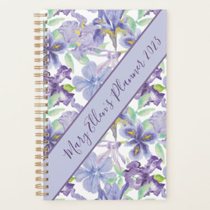 Monogramm Lila Gelbe Iris Blumen Wasserfarbe Jahr Planer