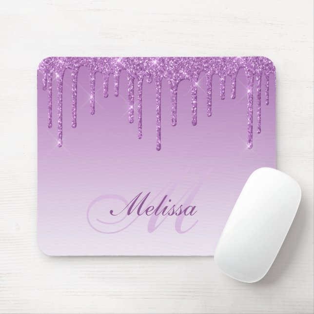 Monogramm lila Glitzer-Mauspad Mousepad (Mit Mouse)