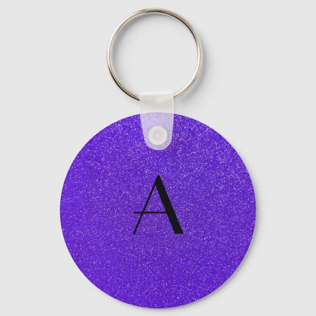Monogramm lila Glitzer Schlüsselanhänger (Vorderseite)