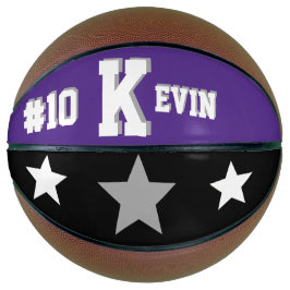 Monogramm Lila, grau und weiß Basketball