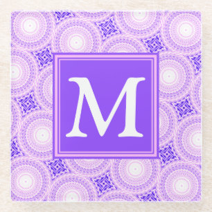 Monogramm lila Kreismuster Glasuntersetzer