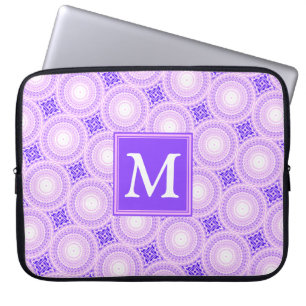 Monogramm lila Kreismuster Laptopschutzhülle