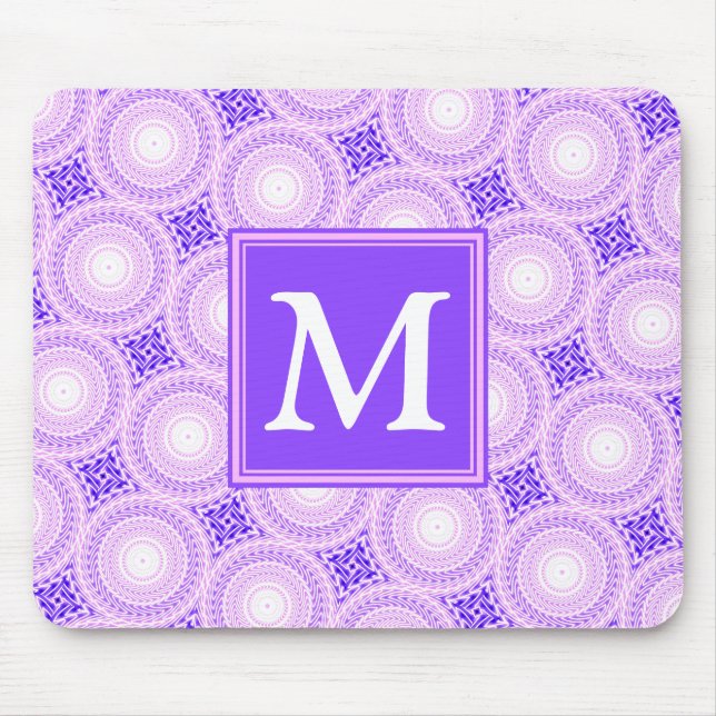 Monogramm lila Kreismuster Mousepad (Vorne)