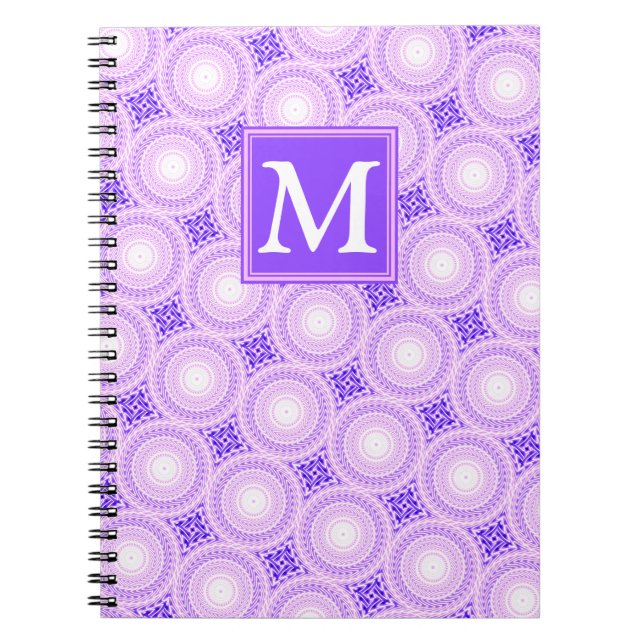Monogramm lila Kreismuster Notizblock (Vorderseite)