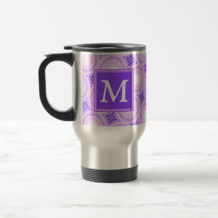 Monogramm lila Kreismuster Reisebecher