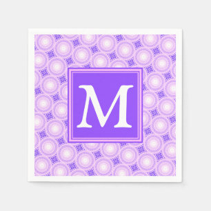 Monogramm lila Kreismuster Serviette