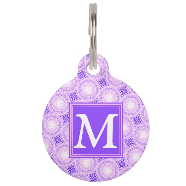 Monogramm lila Kreismuster Tiermarke (Vorderseite)