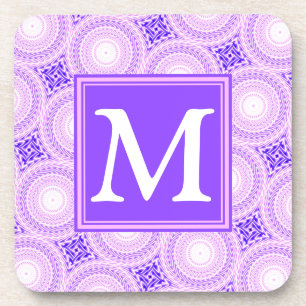 Monogramm lila Kreismuster Untersetzer
