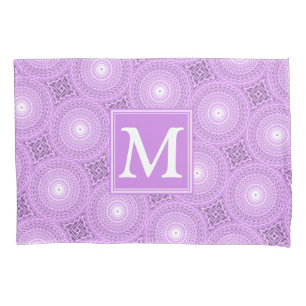 Monogramm-Lila-lila Kreismuster Kissenbezug
