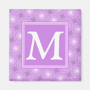 Monogramm-Lila-lila Kreismuster Magnet