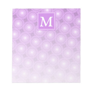 Monogramm-Lila-lila Kreismuster Notizblock