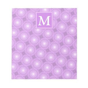 Monogramm-Lila-lila Kreismuster Notizblock