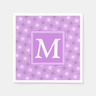 Monogramm-Lila-lila Kreismuster Serviette