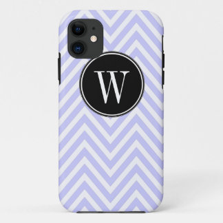 Monogramm-lila lila Zickzack Zickzack-Muster iPhone 11 Hülle