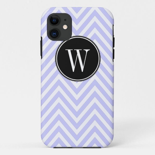 Monogramm-lila lila Zickzack Zickzack-Muster Case-Mate iPhone Hülle (Rückseite)
