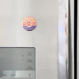 Monogramm lila Pinselstriche und Korallenpinsel Magnet