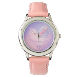 Monogramm Lila rosa Gradient Herz Armbanduhr