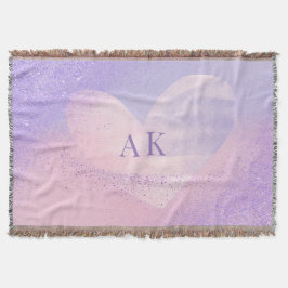 Monogramm Lila rosa Gradient Herz Decke
