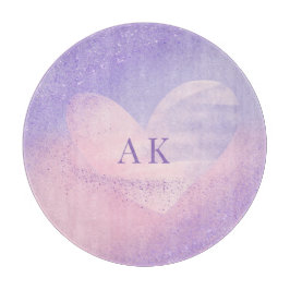 Monogramm Lila rosa Gradient Herz Schneidebrett