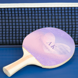 Monogramm Lila rosa Gradient Herz Tischtennis Schläger