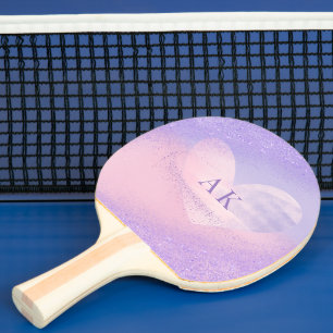 Monogramm Lila rosa Gradient Herz Tischtennis Schläger