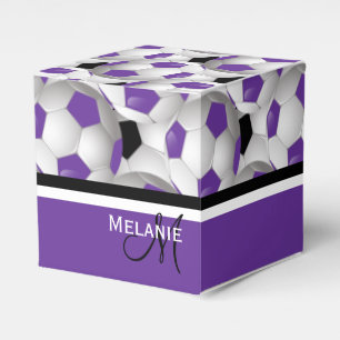 Monogramm-lila schwarzes Fußball-Ball-Muster Geschenkschachtel