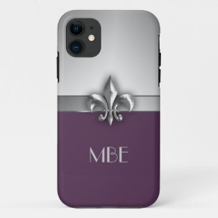 Monogramm-lila silberne Imitat-MetallLilie title_seo2