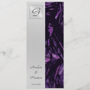 Monogramm-lila Silk Hochzeits-Programm-Einladung Einladung