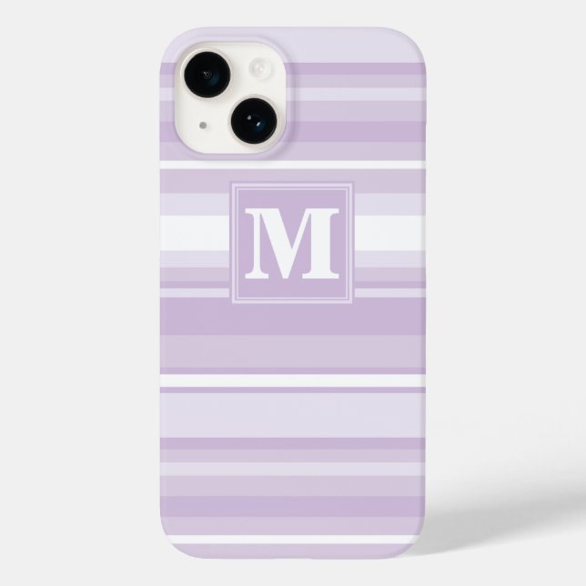 Monogramm lila Streifen Case-Mate iPhone 14 Hülle (Rückseite)