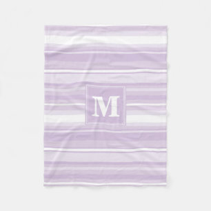 Monogramm lila Streifen Fleecedecke