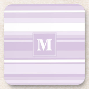 Monogramm lila Streifen Getränkeuntersetzer