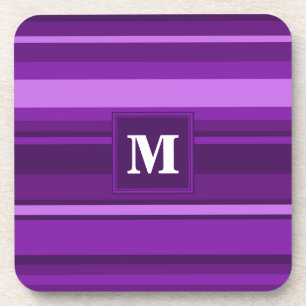 Monogramm lila Streifen Getränkeuntersetzer