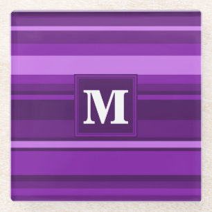 Monogramm lila Streifen Glasuntersetzer