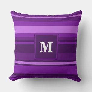 Monogramm lila Streifen Kissen