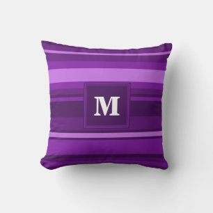 Monogramm lila Streifen Kissen