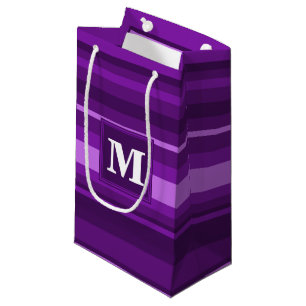 Monogramm lila Streifen Kleine Geschenktüte