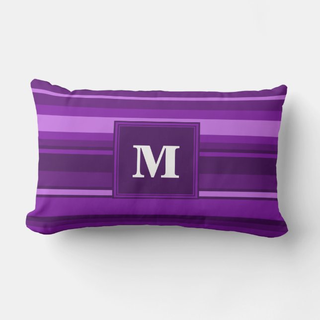 Monogramm lila Streifen Lendenkissen (Vorderseite)