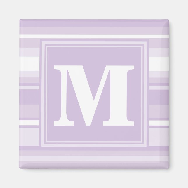 Monogramm lila Streifen Magnet (Vorne)