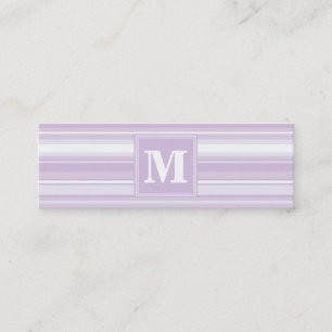 Monogramm lila Streifen Mini Visitenkarte