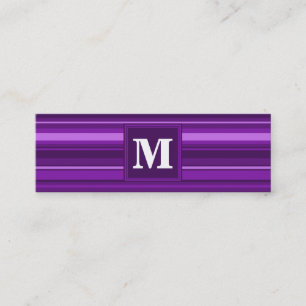 Monogramm lila Streifen Mini Visitenkarte