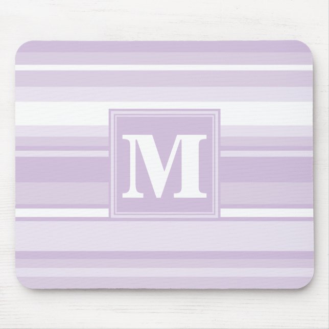 Monogramm lila Streifen Mousepad (Vorne)