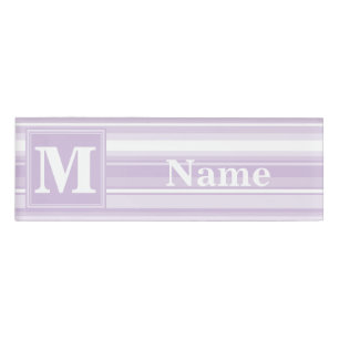 Monogramm lila Streifen Namenschild