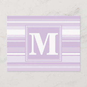 Monogramm lila Streifen Postkarte