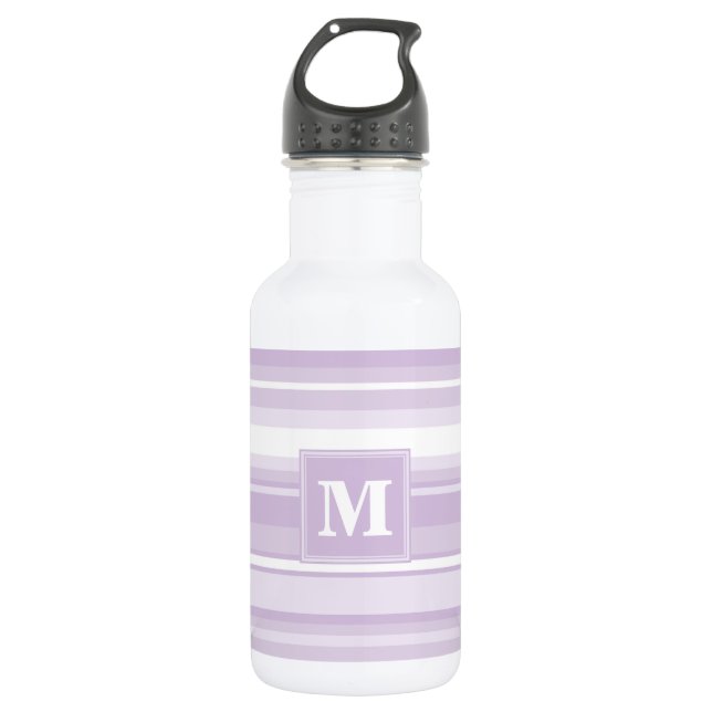 Monogramm lila Streifen Trinkflasche (Vorderseite)