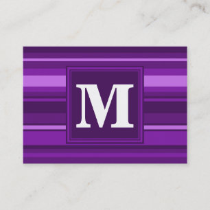 Monogramm lila Streifen Visitenkarte
